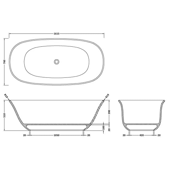 BC Designs Omnia 1615mm  Freestanding Bath