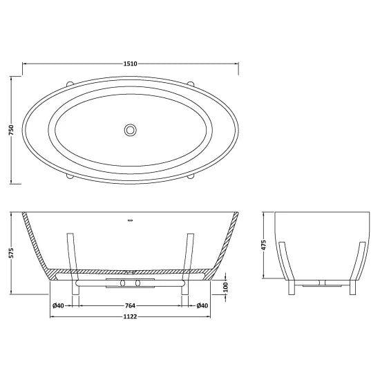 BC Designs Essex 1510mm  Freestanding Bath