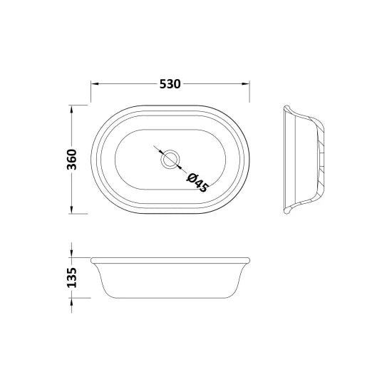 BC Designs Omnia 360mm  Oval Vessel Basin