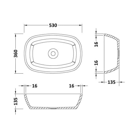 BC Designs Vive 530mm  Soft Square Vessel Basin
