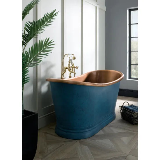 BC Designs 1500mm Patinata Copper Freestanding Boat Bath