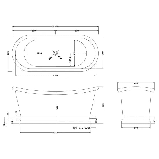 BC Designs 1700mm Brass Freestanding Boat Bath