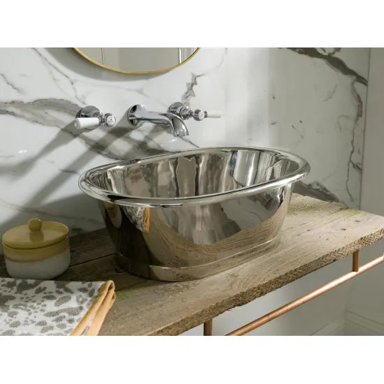BC Designs 550mm Nickel Oval Vessel Basin