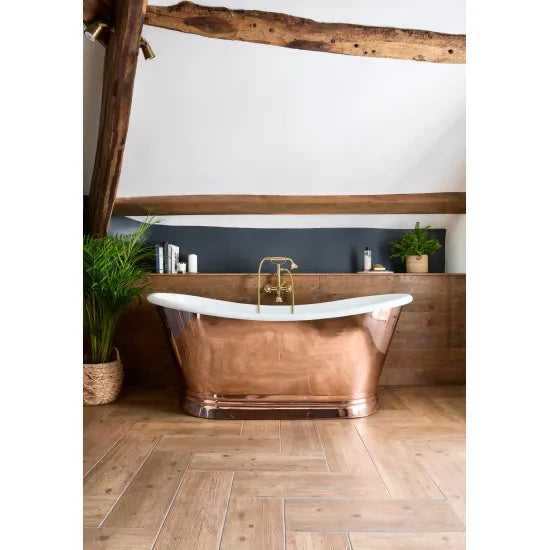 BC Designs 1800mm Copper Outer/Acrylic Inner Roll Top Freestanding Boat Bath
