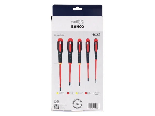 XMAS BE-9881SL ERGO™ Slim VDE Insulated Screwdriver Set, 5 Piece