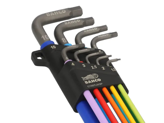 C1997LM/9P Metric Long Ball End Coloured Hex L-Key Set, 9 Piece