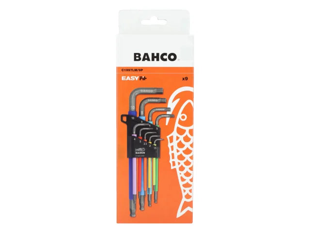 C1997LM/9P Metric Long Ball End Coloured Hex L-Key Set, 9 Piece