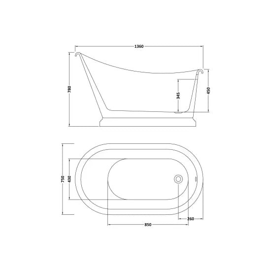 BC Designs Penny 1360mm Freestanding Bath