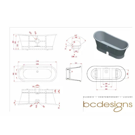BC Designs Industrial 1730mm Freestanding Boat Bath