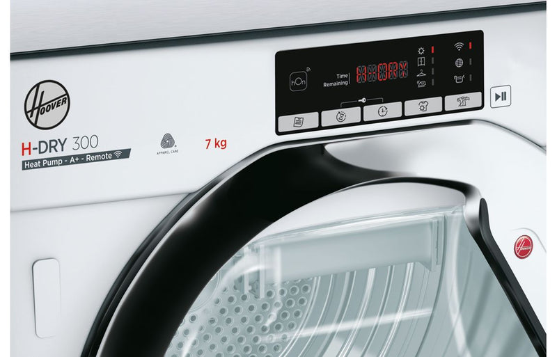 Hoover H500 BATD H7A1TCE-80 B/I 7kg Heat Pump Condenser Dryer - White w/Chrome Door