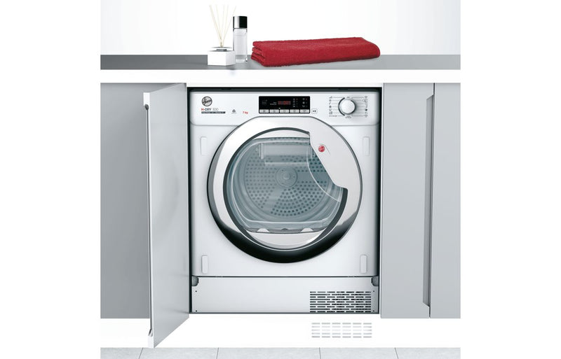 Hoover H500 BATD H7A1TCE-80 B/I 7kg Heat Pump Condenser Dryer - White w/Chrome Door