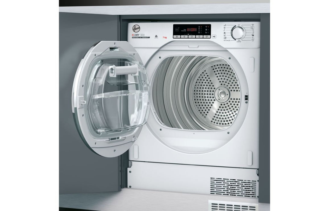 Hoover H500 BATD H7A1TCE-80 B/I 7kg Heat Pump Condenser Dryer - White w/Chrome Door