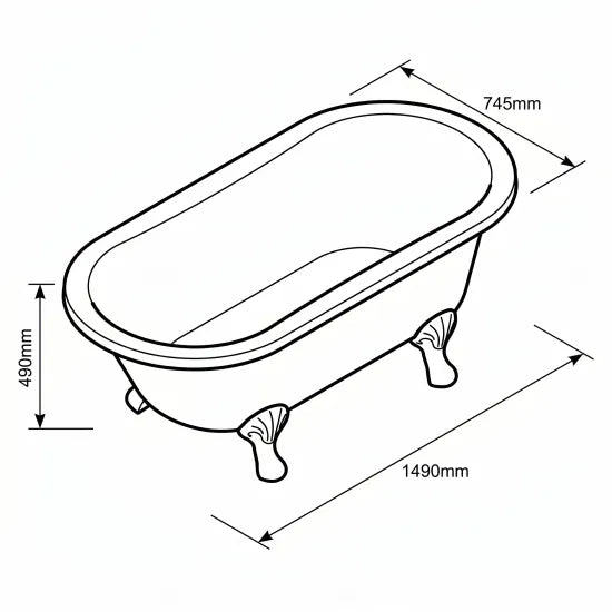 Bayswater Leinster 1500mm Freestanding Double Ended Bath