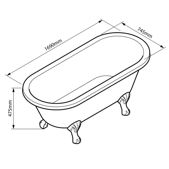 Bayswater Leinster 1700mm Freestanding Double Ended Bath