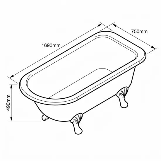 Bayswater Sutherland 1700mm Freestanding Single Ended Bath