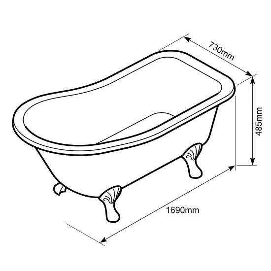 Bayswater Pembridge 1700mm Freestanding Slipper Bath