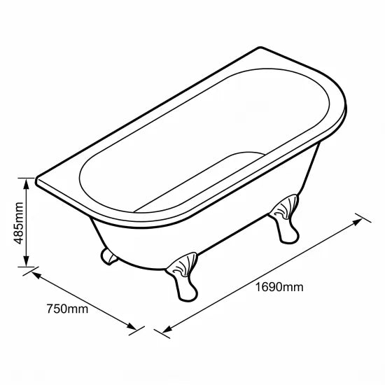 Bayswater Courtnell 1700mm Back To Wall Bath