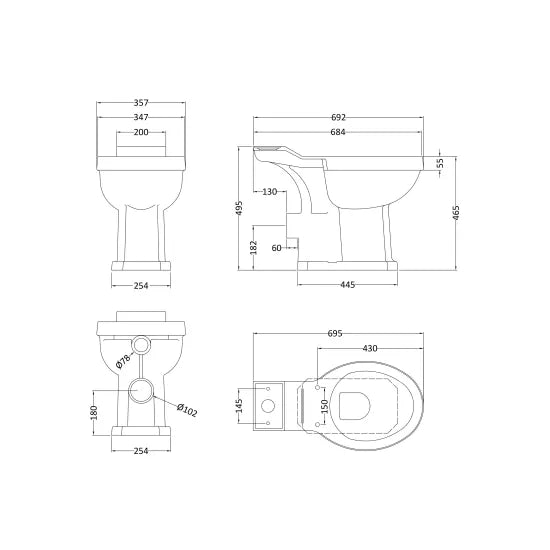 Bayswater Fitzroy Traditional Comfort Height Toilet Pan