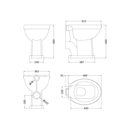 Bayswater Fitzroy Traditional Comfort Height Pan