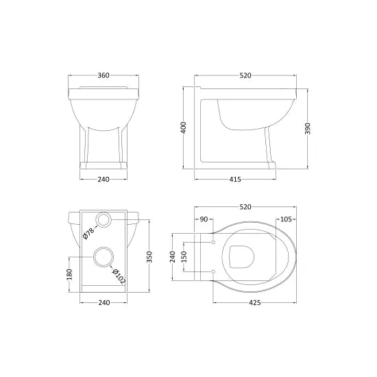 Bayswater Fitzroy Traditional Back to Wall Toilet Pan