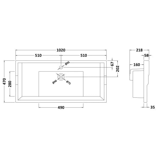 Bayswater 1 Tap Hole 1000mm Traditional Basin