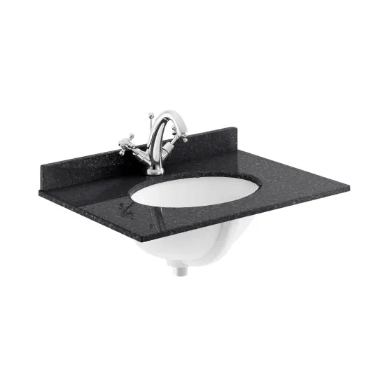 Bayswater 1 Tap Hole 600mm Single Bowl Black Marble Top Basin