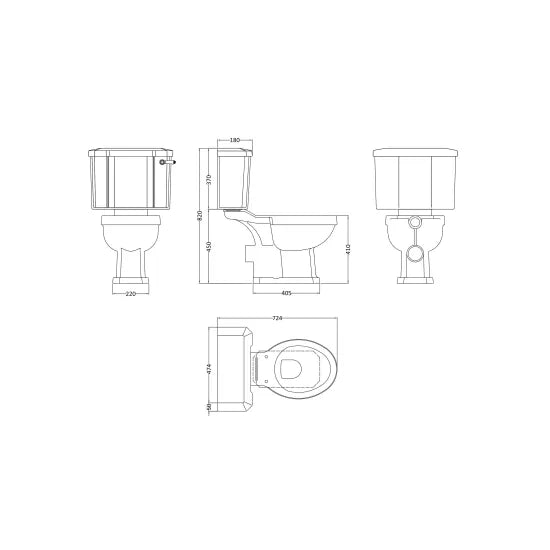 Bayswater Fitzroy Traditional Close Coupled Toilet With Wooden Seat