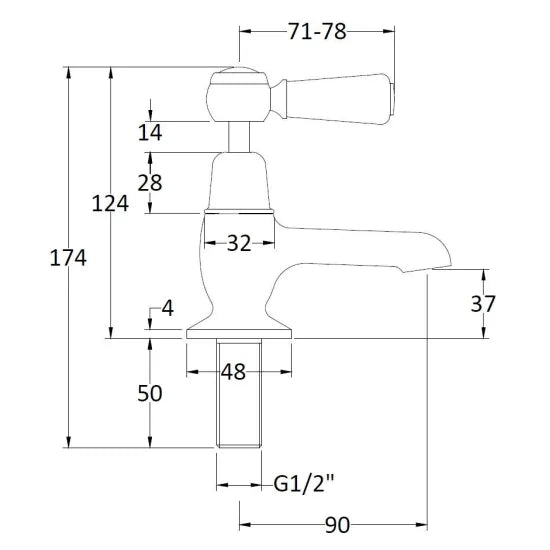 Old London Topaz Chrome/White Basin Taps With Dome Collar and Lever Handle