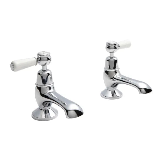 Old London Topaz Chrome/White Bath Tap With Dome Collar and Lever Handle