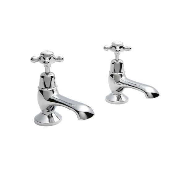 Old London Topaz Chrome/White Bath Tap With Dome Collar and Crosshead Handle