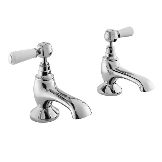 Old London Topaz Chrome/White Bath Tap With Hexagonal Collar and Lever Handle