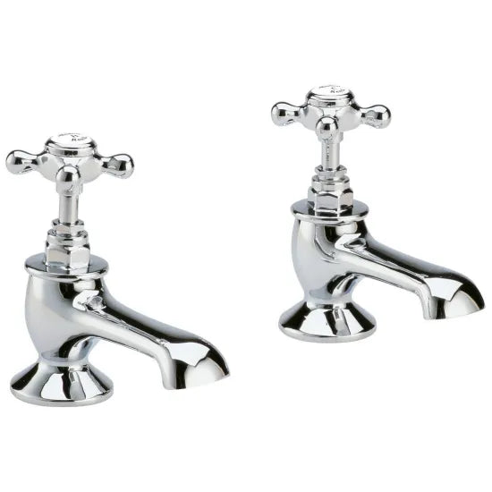 Old London Topaz Chrome/White Bath Tap With Hexagonal Collar and Crosshead Handle
