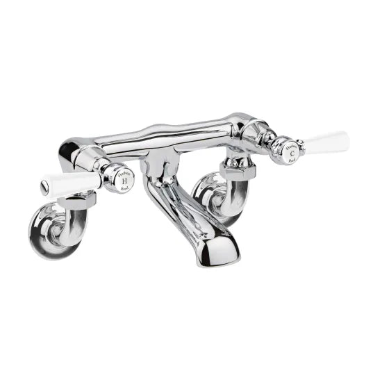 Old London Topaz Chrome/White Wall Mounted Bath Filler With Dome Collar and Lever Handle