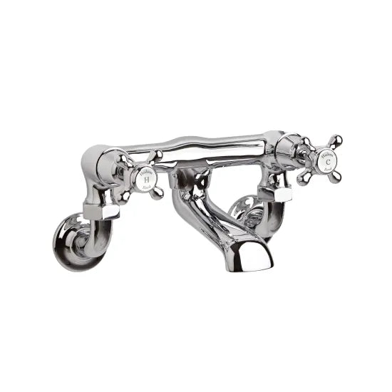 Old London Topaz Chrome/White Wall Mounted Bath Filler With Dome Collar and Crosshead Handle