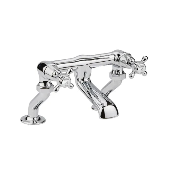Old London Topaz Chrome/White Deck Mounted Bath Filler With Dome Collar and Crosshead Handle