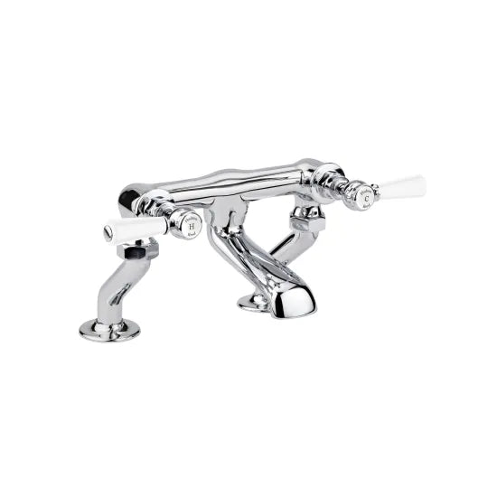 Old London Topaz Chrome/White Deck Mounted Bath Filler With Lever Handle
