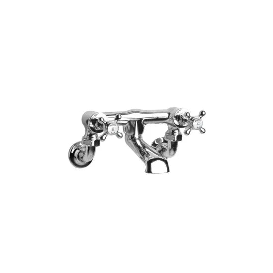 Old London Topaz Chrome/White Wall Mounted Bath Filler With Hexagonal Collar and Crosshead Handle