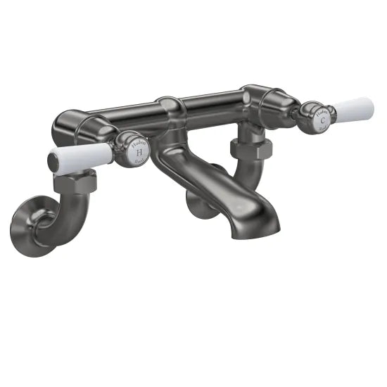 Old London Topaz Brushed Pewter Wall Mounted Bath Filler With Dome Collar and Lever Handle