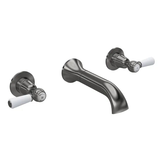 Old London Topaz Brushed Pewter/White Wall Mounted Bath Tap