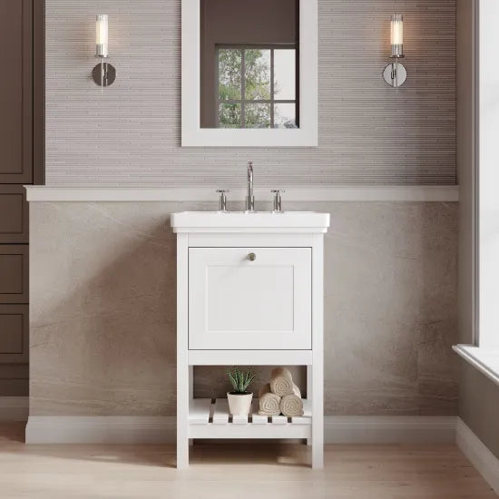 Old London Bexley 500mm pure White 1 Drawer Floor Standing Vanity Unit With 3 Tap Holes Basin