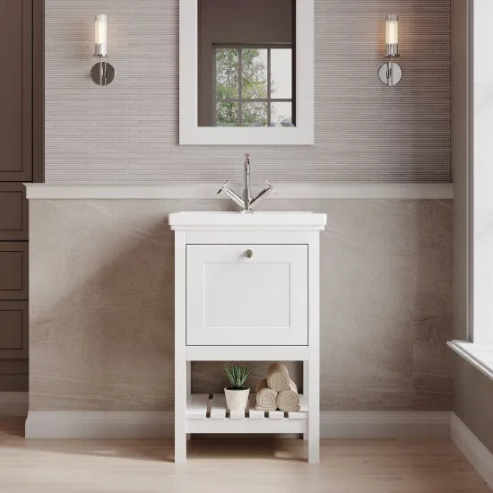 Old London Bexley 500mm pure White 1 Drawer Floor Standing Vanity Unit With Basin