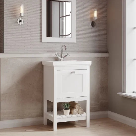 Old London Bexley 500mm pure White 1 Drawer Floor Standing Vanity Unit With Basin