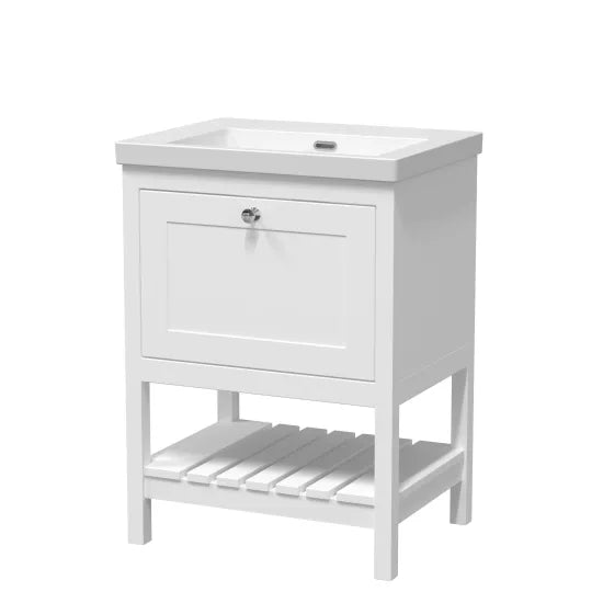 Old London Bexley 600mm pure White 1 Drawer Floor Standing Vanity Unit