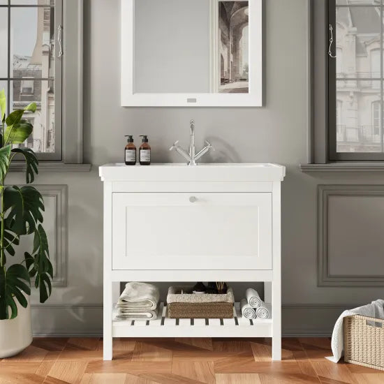 Old London Bexley 800mm Pure White Floor Standing Vanity Unit