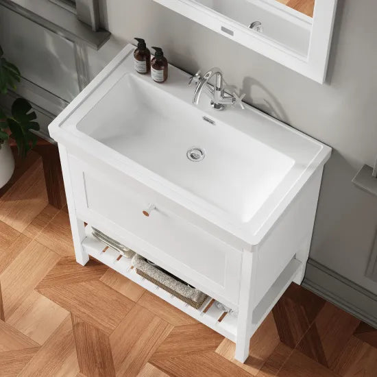 Old London Bexley 800mm Pure White Floor Standing Vanity Unit