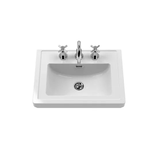 Old London Bexley 500mm Cool Grey 1 Drawer Floor Standing Vanity Unit With 3 Tap Holes Basin