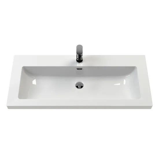 Old London Bexley 800mm Cool Grey 1 Drawer Floor Standing Vanity Unit With 1 Tap Hole Contemporary Fireclay Basin