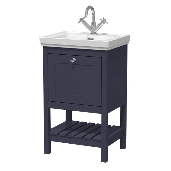 Old London Bexley 500mm Indigo Blue 1 Drawer Floor Standing Vanity Unit