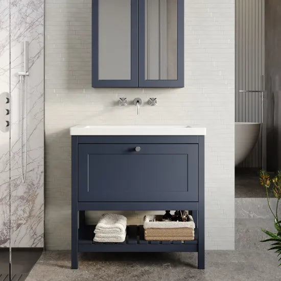 Old London Bexley 800mm Indigo Blue 1 Drawer Floor Standing Vanity Unit