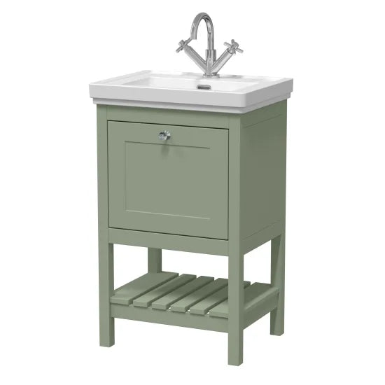 Old London Bexley 500mm Fern Green 1 Drawer Floor Standing Vanity Unit